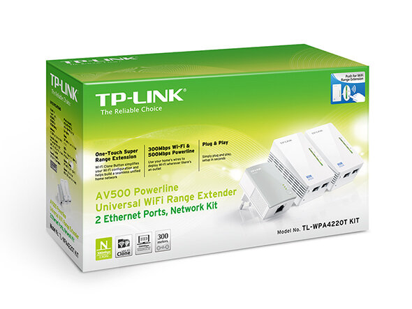 Powerline Kit TP-Link TL-WPA4220TKIT AV500 WiFi N300 Powerline Netzwerkadapter