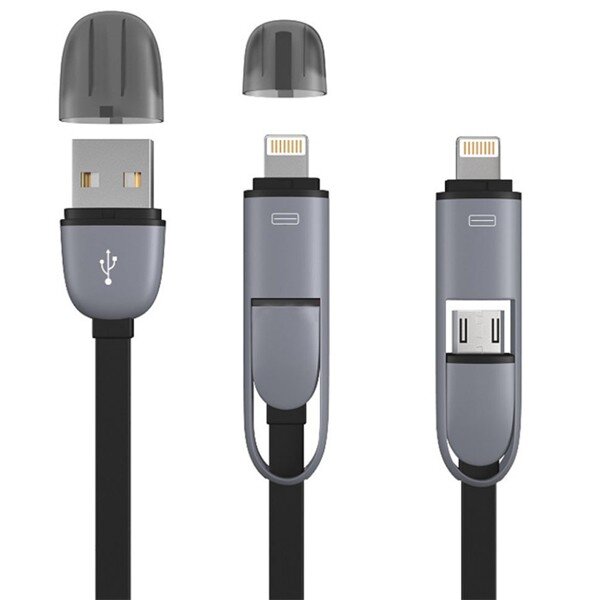 Kabel Data Charging Cable (2in1) with MicroUSB & Lightining schwarz