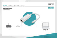 Adapter USB-C 3.0 Gigabit Ethernet, 10/100/1000 Mbps