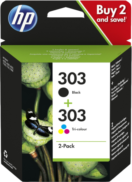 Tinte Multipack HP 303 farbig/schwarz original ca. 165 Seiten/200 Seiten