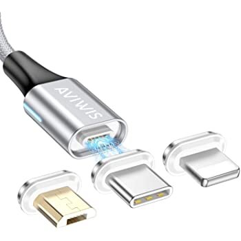 Kabel Ladekabel Datenkabel USB-A auf Lightning, USB-C und micro-USB Magnet 2m