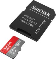 Speicherkarte Micro SDXC 64GB + SD Adapter SanDisk Ultra...