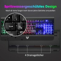 Gaming Tastatur Metallic Rainbow LED mit Handgelenkauflage