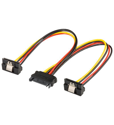 Adapter Kabel Stromverteiler Y S-ATA Stecker -> 2x SATA Winkel-Buchse 0,2m