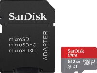 Speicherkarte Micro SDXC 512GB + SD Adapter SanDisk Ultra UHS-I U1, A1, Class 10