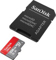Speicherkarte Micro SDXC 256GB + SD Adapter SanDisk Ultra UHS-I U1, A1, Class 10