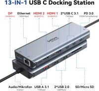 USB-C Dockingstation | 2x HDMI/DisplayPort/2x USB-C...