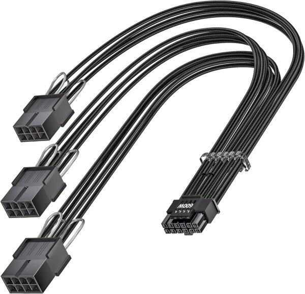 Adapterkabel 3x 8-Pin zu 16-Pin PCIe 5.0 Grafikkarte Stromkabel bis 600 Watt