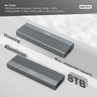 Gehäuse für M.2 NVMe & SATA SSD - USB 3.1 Typ-C Aluminium